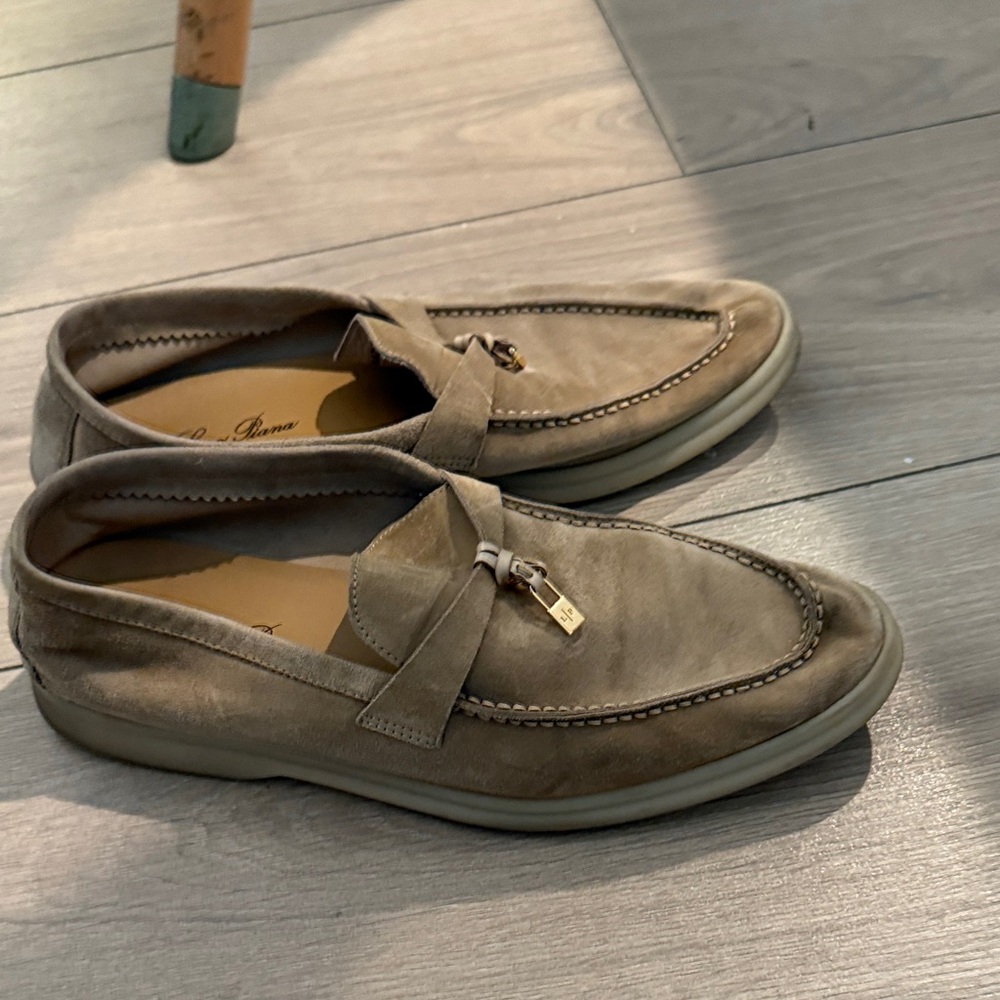 Loro Piana Taupe Suede Loafers